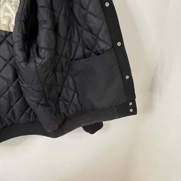 VTG 80s Varsity Letterman Wool/Leather Bomber Jacket Floor Sanding Trade Men XL - Picture 13 of 14